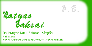 matyas baksai business card