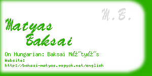 matyas baksai business card